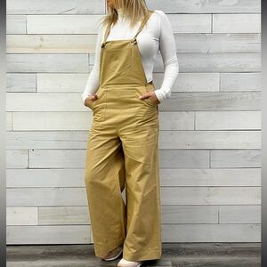 Tan Wide-Leg Overalls